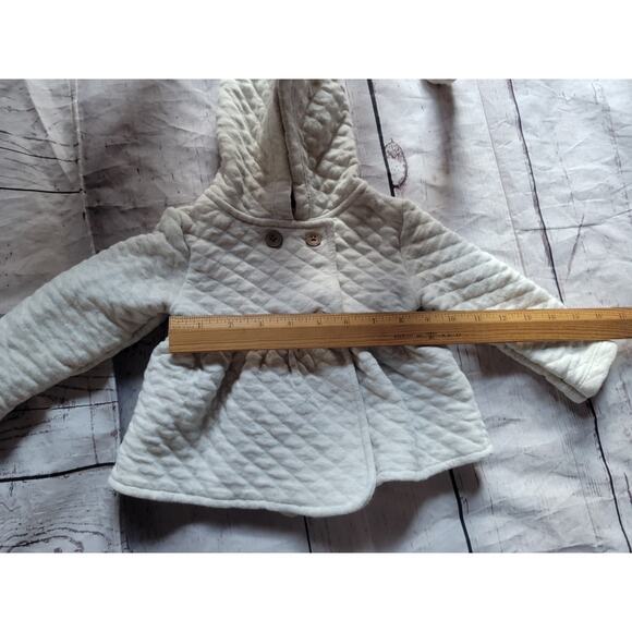 Carter’s Baby Girl 18M Quilted Heather Gray Pea Coat Jacket Hood Button - Picture 4 of 6